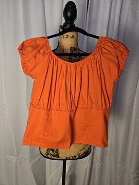 Sara Women’s Orange Peasant Short-Sleeve Top